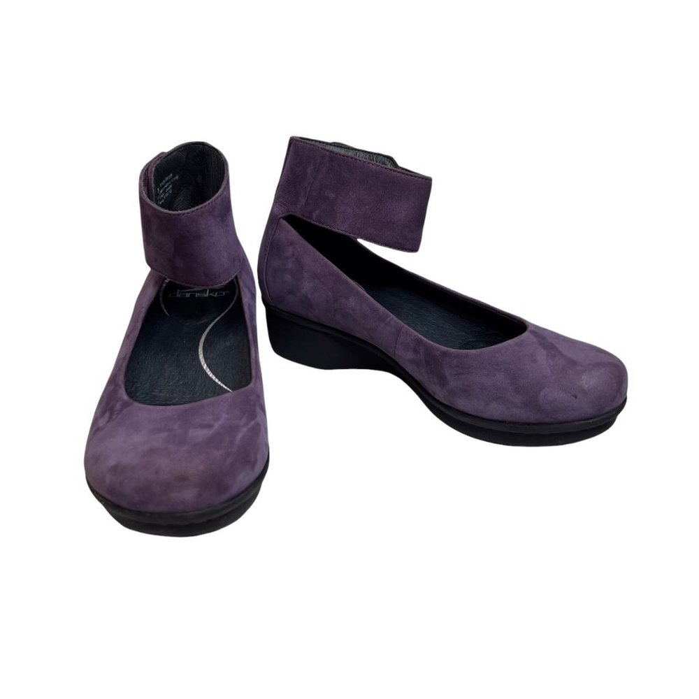 Dansko LULU Ankle Strap Shoes Mary Jane Purple Suede Leather Womens EUR 36 US 5.